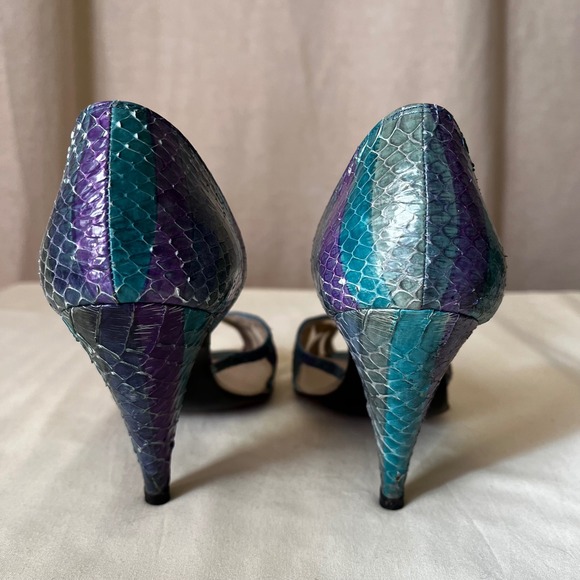 Vintage Stuart Weitzman Snakeskin Mesh D'Orsay Heels Size 7 Multicolor - Picture 7 of 10